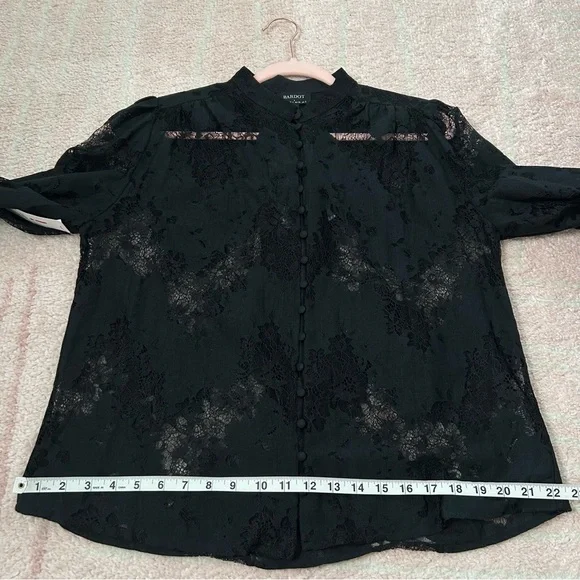 NWT Bardot Eliza Black Lace Button-Up Blouse Victorian Goth Size Small US4 - Picture 7 of 9